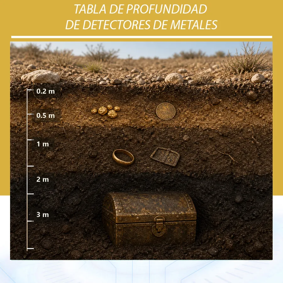 Tabla de Profundidad de Detectores de Metales