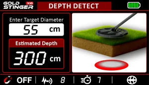 Gold Stinger X6 Depth Detect Mode screen