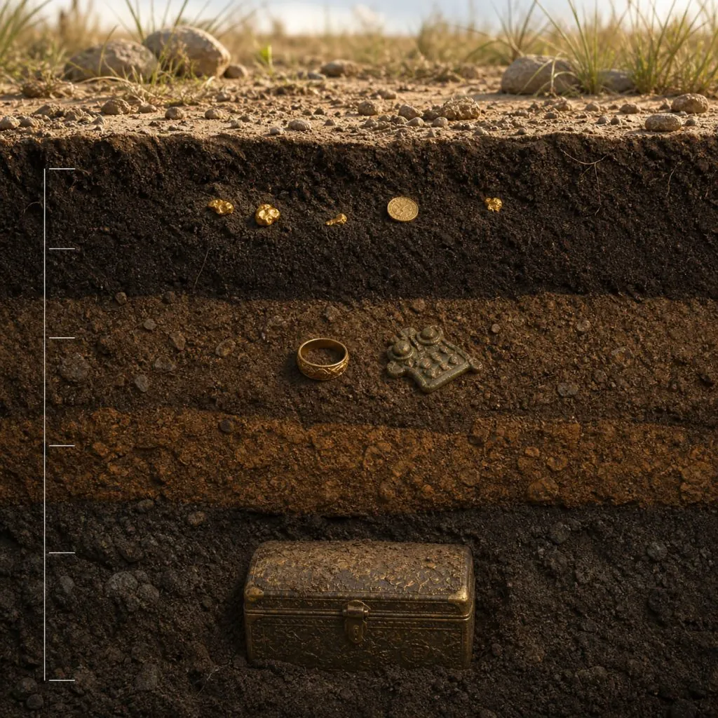 metal detector depth chart showing coins nuggets and deep buried treasure targets