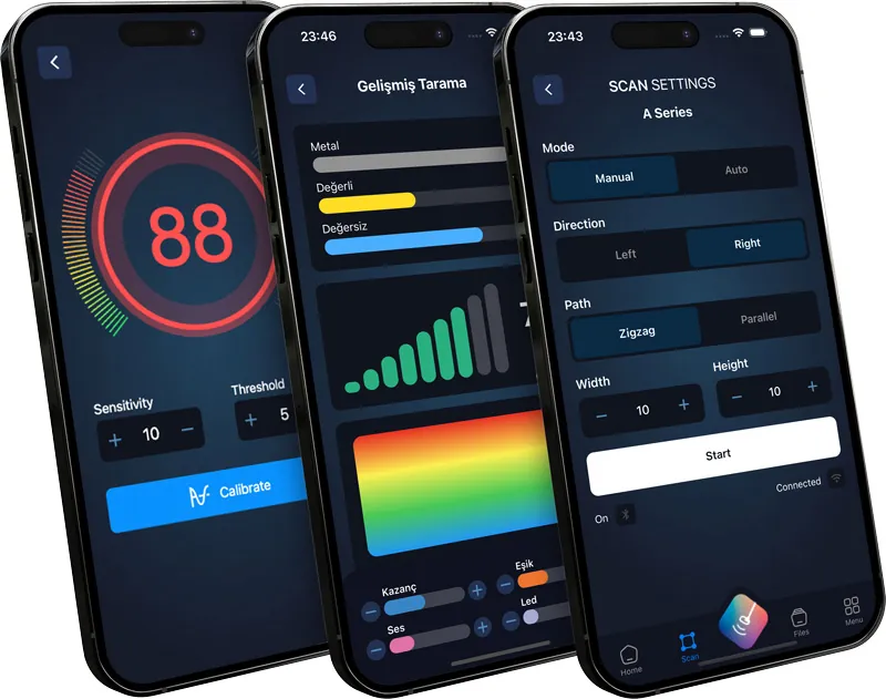 phones showing G-Portal app screens