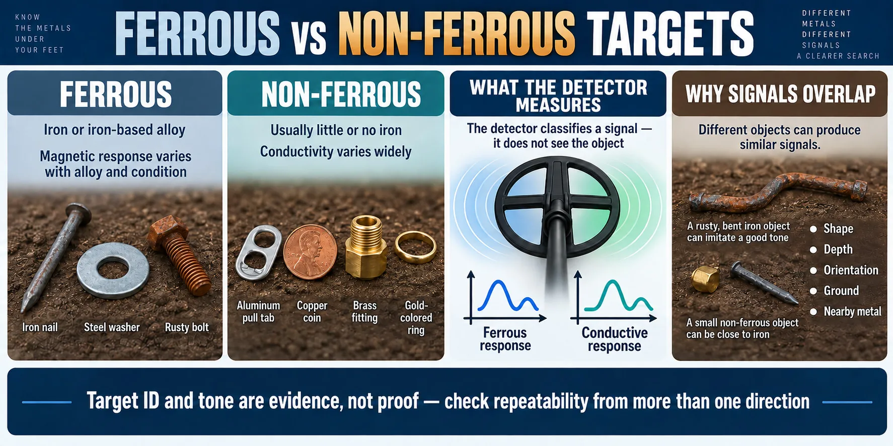 Ferrous vs Non-Ferrous Targets How Metal Detectors Classify Finds-infographic