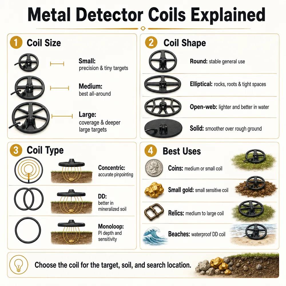 Metal Detector Coils Explained infographic