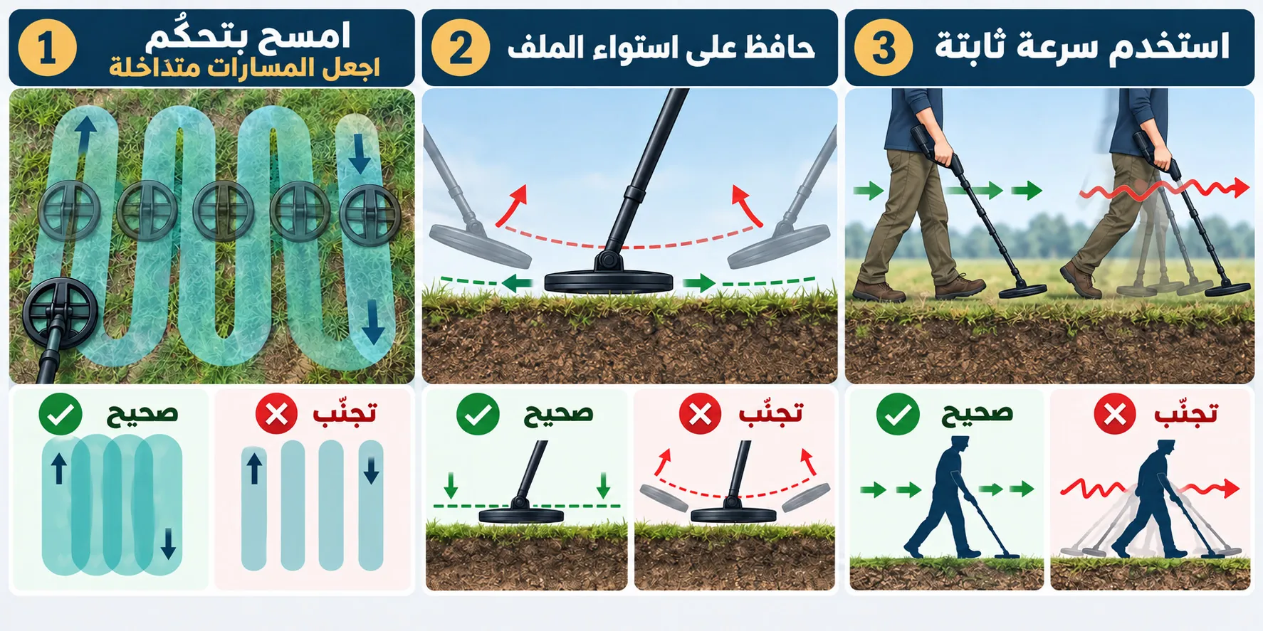 سرعة مسح جهاز كشف المعادن وارتفاع قرص البحث - انفوغرافيك