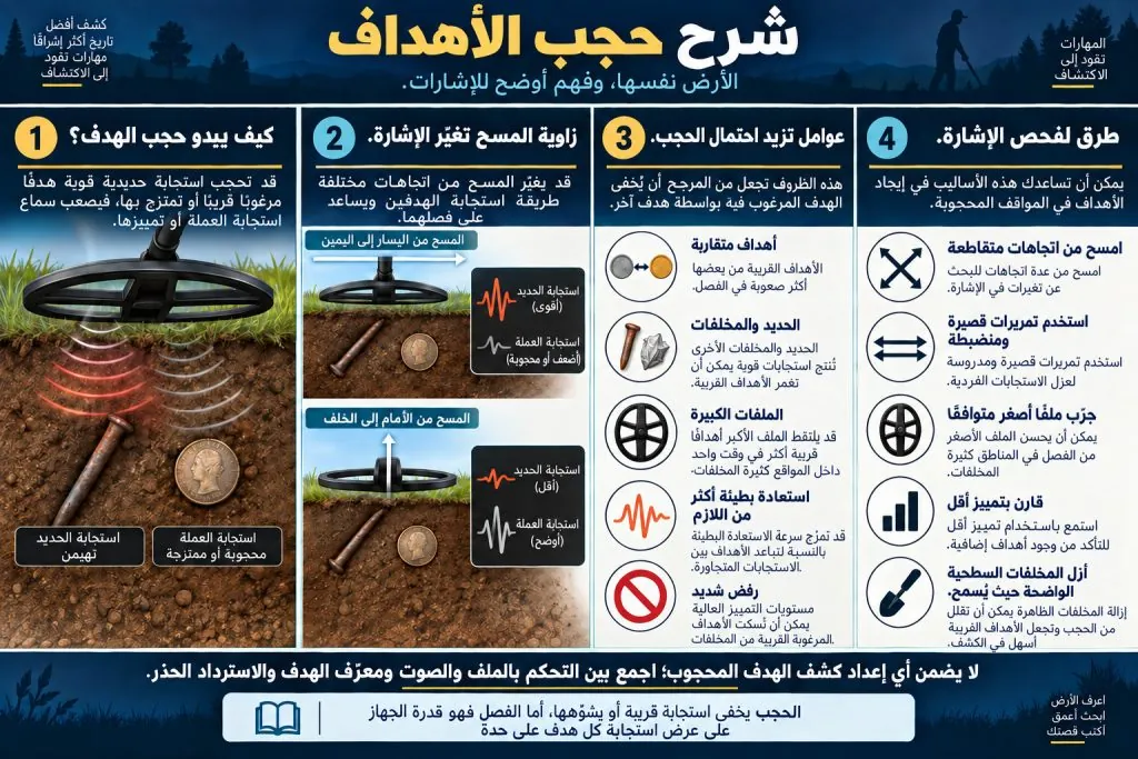 شرح حجب الأهداف في جهاز كشف المعادن-انفوغرافيك